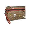 New COACH PEANUTS Collaboration Pouch Coated Canvas With Refined Calfskin Wrist Bag Clutch Large Women's Khaki CE712-QBE7V