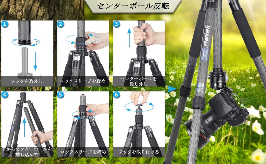 INNOREL RT85C Carbon Tripod Ball Head Kit 184CM Travel Tripod Professional Grade Nut Lock Type Elevator Type Load Capacity 25KG Four Step Legs