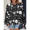 Womens Casual Hoodie With 3D Halloween Print Round Neck Lightweight Breathable Fabric
