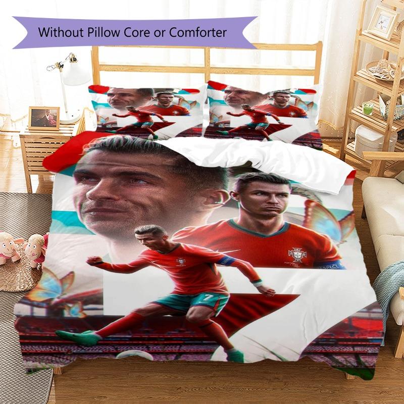 Soccer Star Player Portugal Team Collage Print 3‑Pieces Duvet Cover Set Sport Fan Bedding Bedroom Home Decor Without Pillow Core Comforter