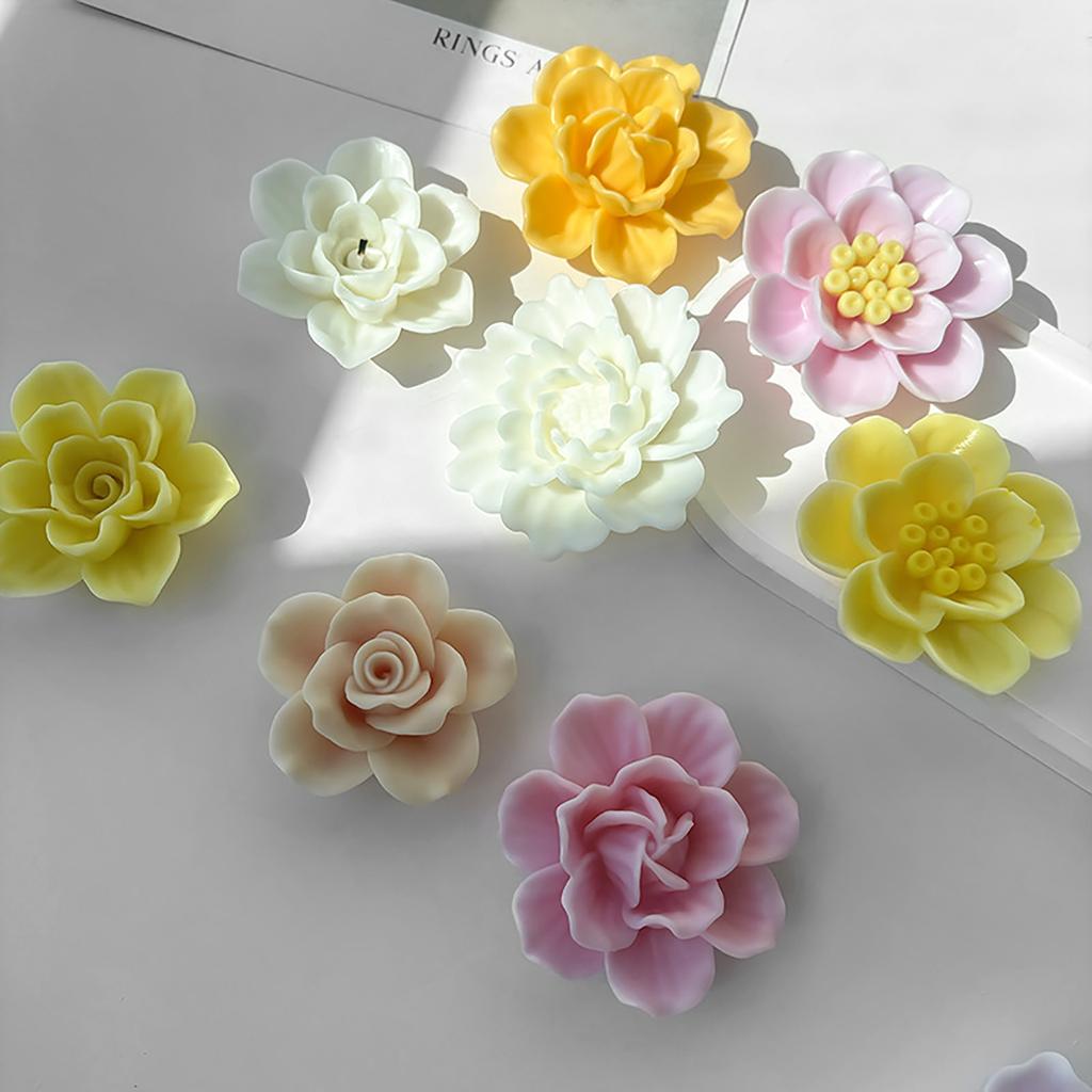 DIY Craft Molds 3D Simulated Flower Moulds DIY Project Molds Flower Shape Candle Molds Suitable for Crafts and Baking