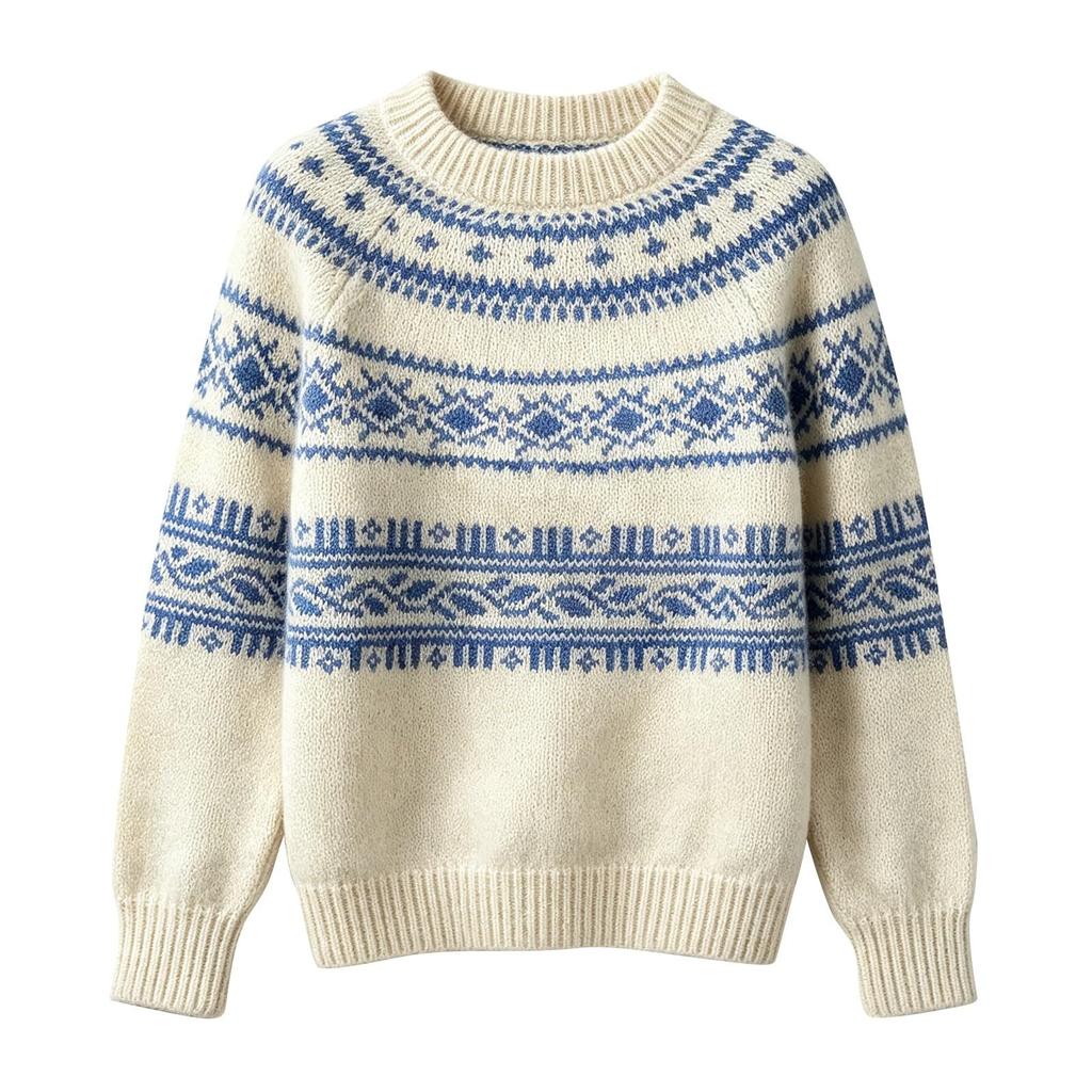 Women's Color Block Loose Fit Neck Pullover Sweater