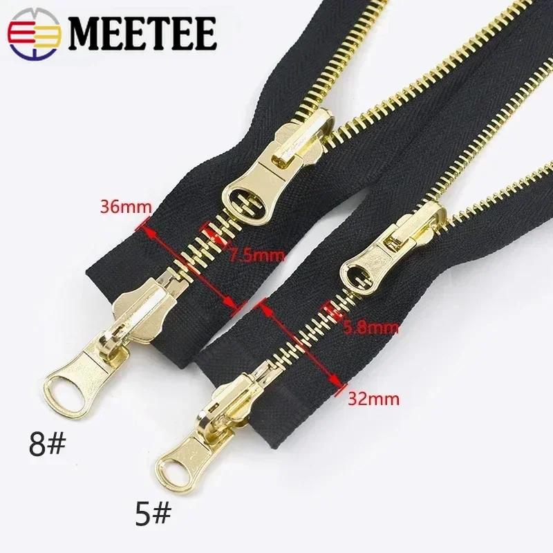 Meetee 5# 8# 70-100cm Open-End Rotary Metal Zipper Slider Double Sided Reversible Zippers Jacket Sewing Zip Repair Accessories