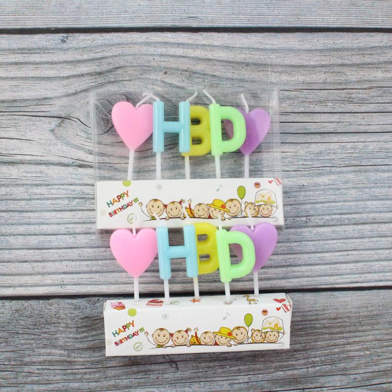 New Product Color HBD English Letter Candles Creative Party Party Baking Birthday Cake Love Candles