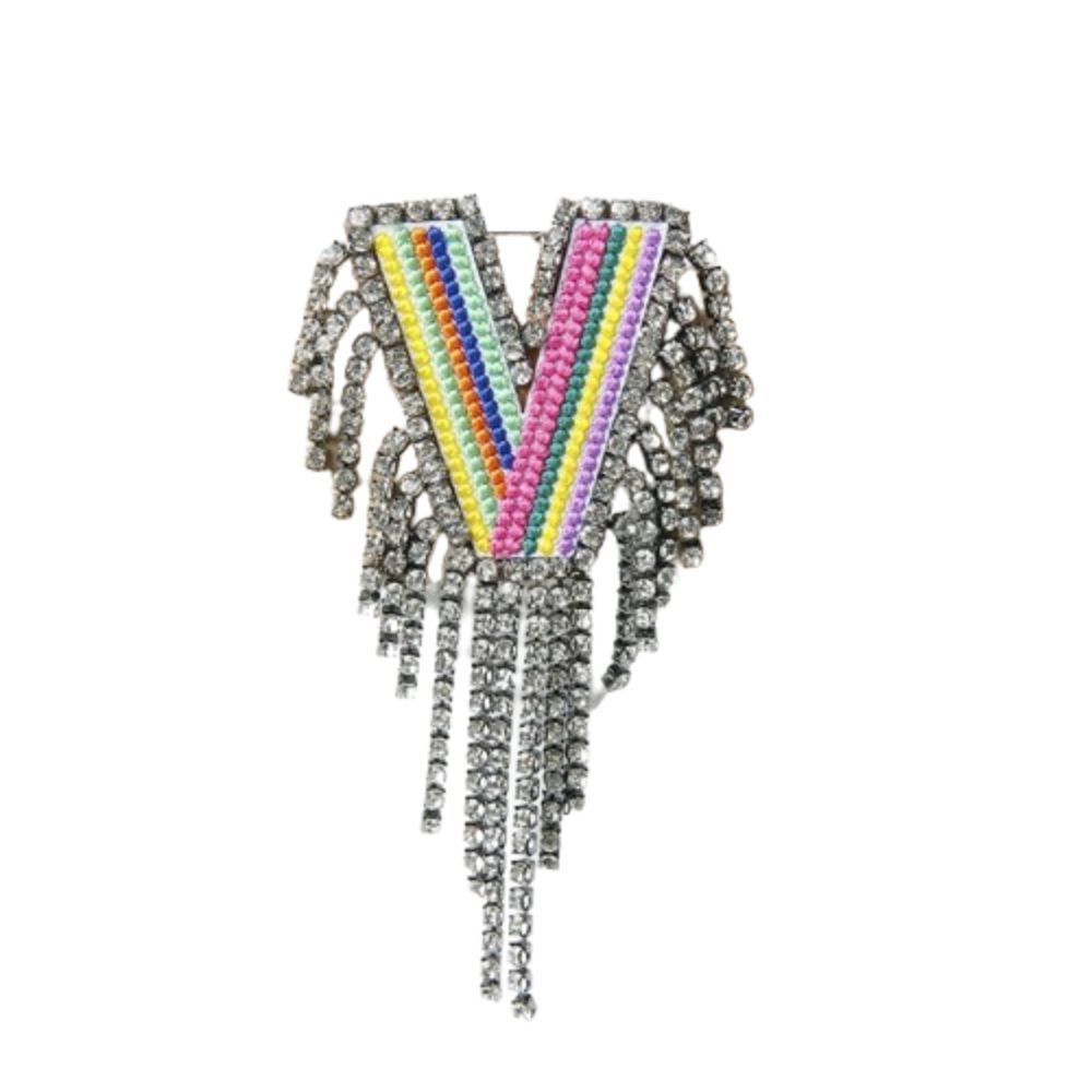 Embroidery Rhinestone Tassel  Brooch A-Z Letter Banquet Clothes Pin  Decoration