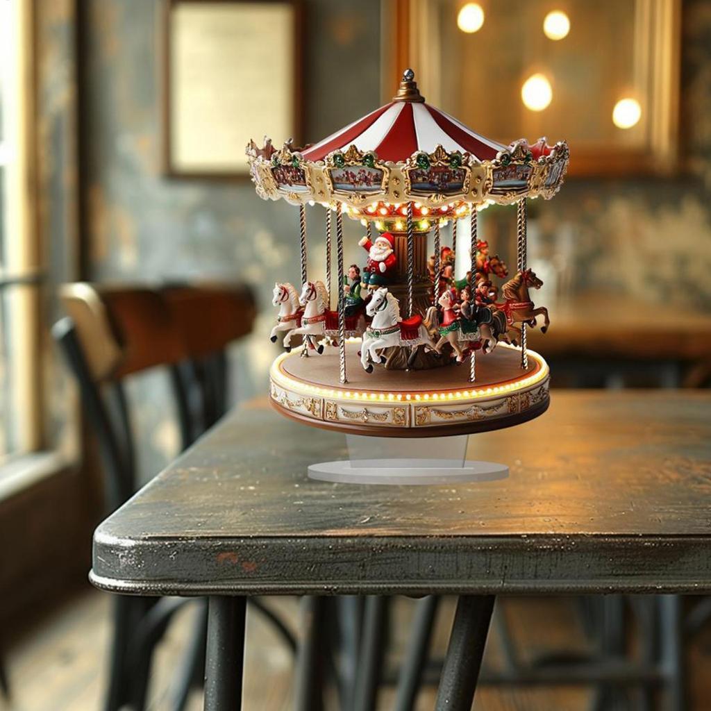 Christmas Ornaments Carousel Shape Christmas Party Pendant Home Festive Decoration 2D Flat Acrylic Decor Hanging Xmas Gift