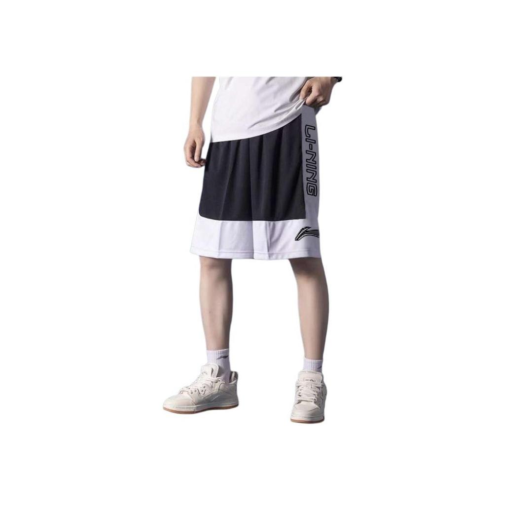 Li Ning Basketball Series Sports Quick-Dry Breathable Casual Shorts Men shorts White YAPT017-1