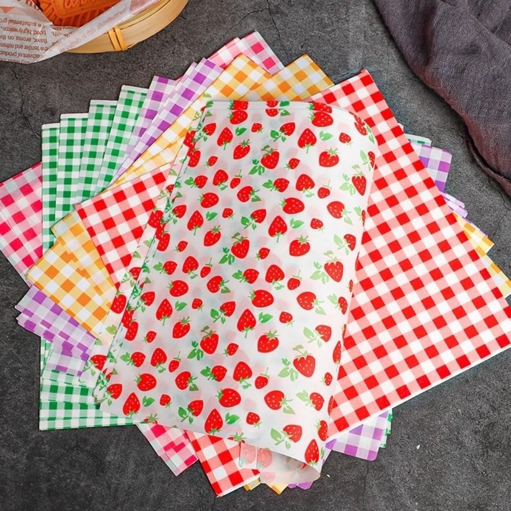 100 Stück Mehrfarbig Fettbeständiges Backpapier Vorgeschnittene Blätter Sandwichpapier Hinterhof-Grill