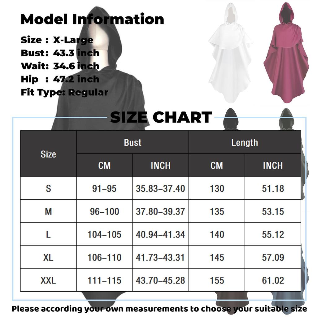 New Medieval Cloak Cosplay Unisex Black Hooded Knight Shawl Punk Wizard Goth Vampire Death Halloween Dress Accessories 2025