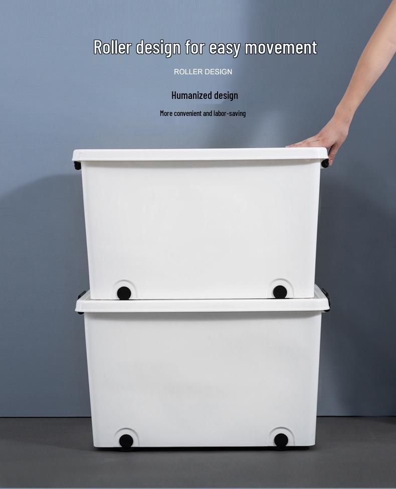 Yangyangyu Plastic Storage Box with Wheels - Solid Color, Thickened Design for Clothes and Underwear.