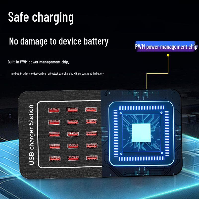 Smart Multi-Port USB Charger with Auto-Recognition (10-40 Ports)