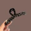 1 Stück Premium Schwarzer Bling Kristall Haarklammer Shark Clip Koreanischer Stil Hinterkopf Duttmacher für Damen Leichter Luxus Funkelndes Haaraccessoire