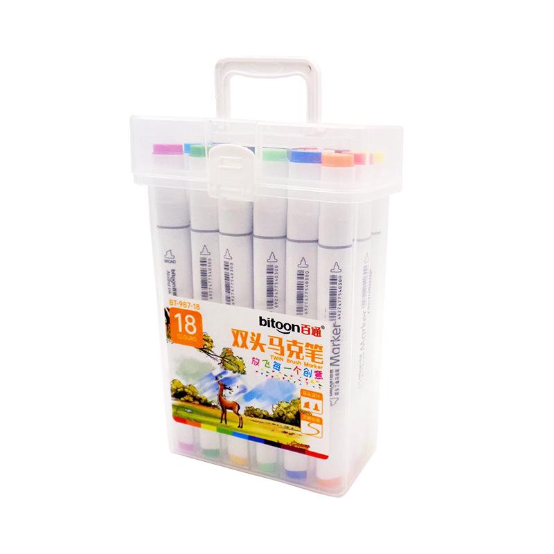 Baitong Double-Ended Triangular Marker Pen Set: Alcohol & Oil-Based, Quick-Drying, Available In 12/24/36/48/60 Colors.