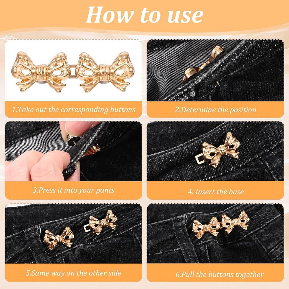 2sets Pant Waist Tightener Adjustable Waist Buckle Set No Sewing Pants Clips Tightening Waistband Jean Buttons for Skirts Sleeve