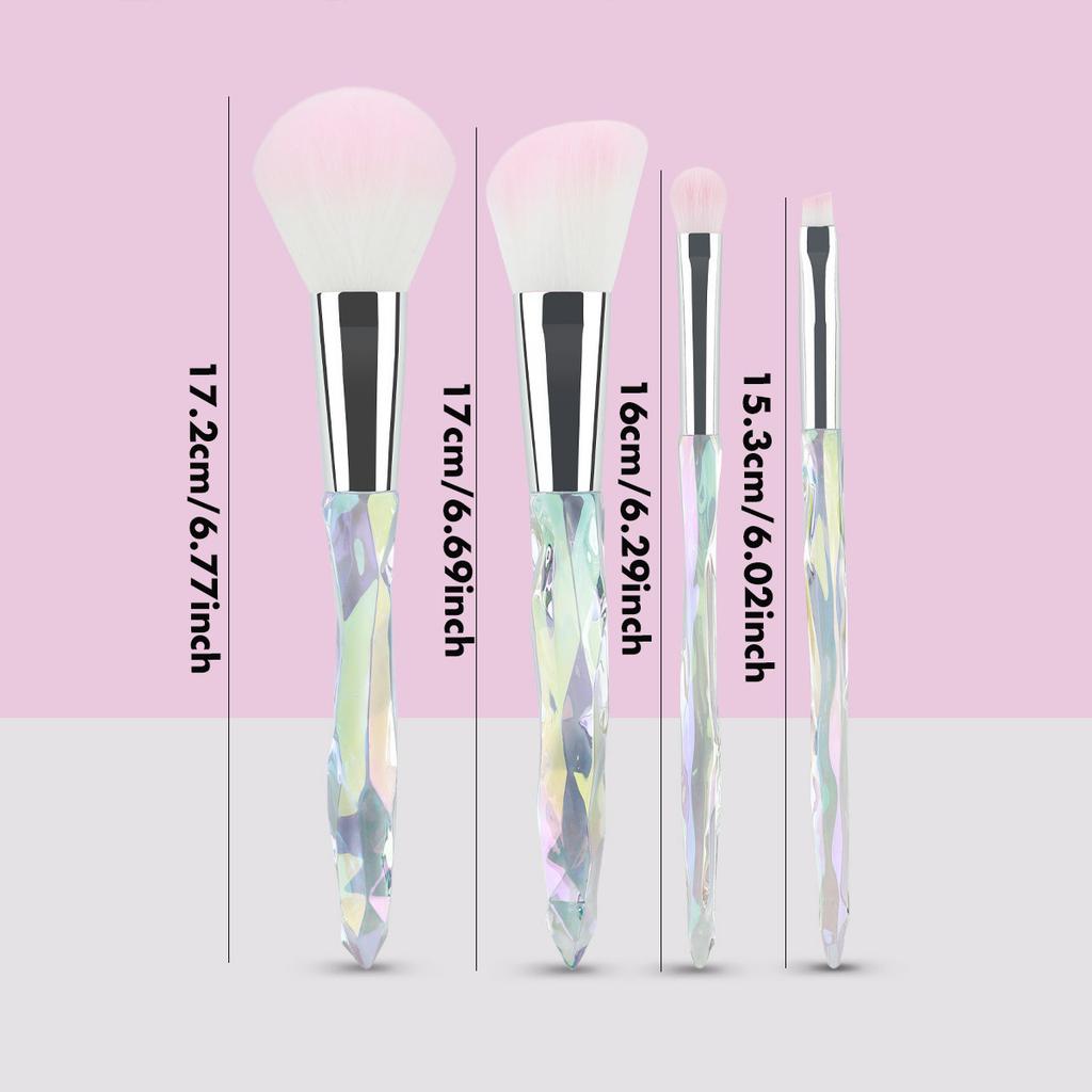 New Symphony 4 Crystal Makeup Brush Set, Eyeshadow Brush, Loose Powder Brush, Eyebrow Brush Beauty Makeup Tool