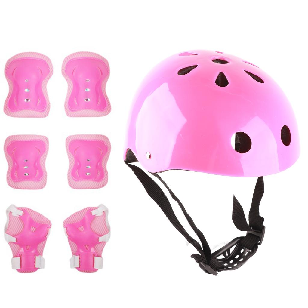 Kids Helmet Protective Gear Set Foam Elbow Knee Protector for Balance Car Scooter Roller Skating Pink
