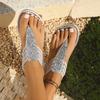 Fashion large size sandals  summer new European and American sequins toe  flat sandals