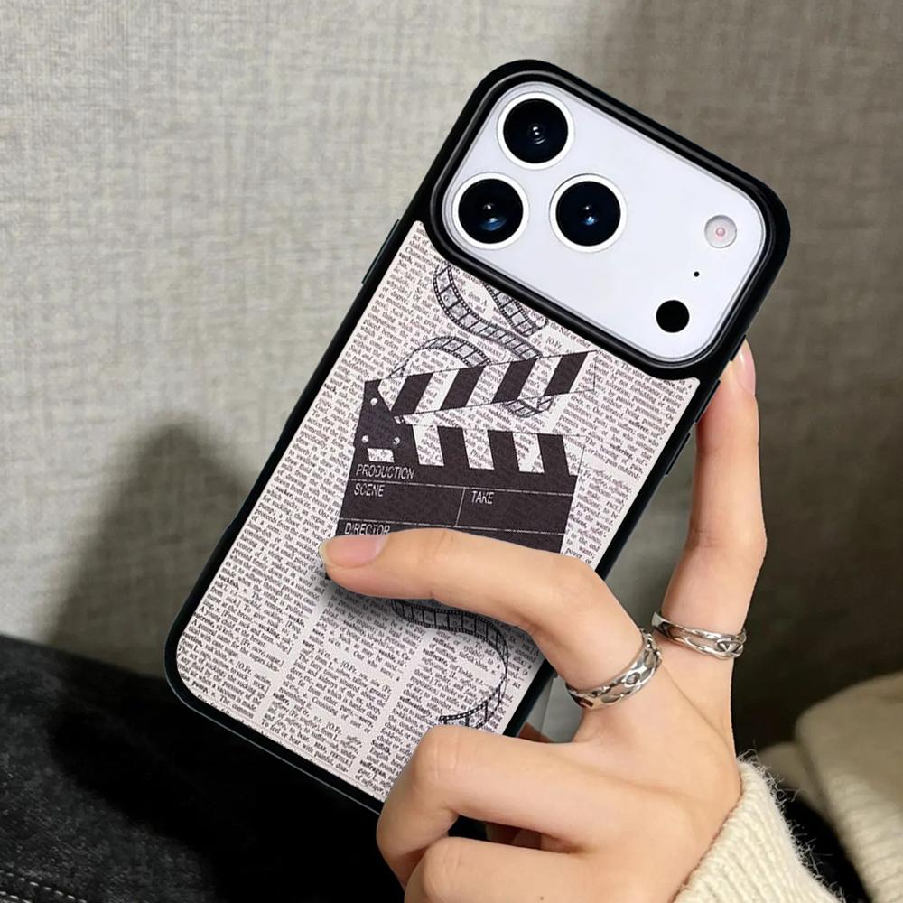 Capa Case for iPhone 17 Air 16 Pro Max 15 Plus 11 13 Mini 14 12 Back Phone Cover Film Movie Clapperboard Clapper Board
