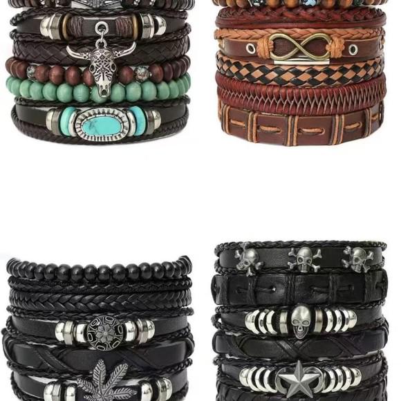 Bracciale da uomo in pelle nera a doppio strato con occhio di tigre giallo e acciaio inossidabile