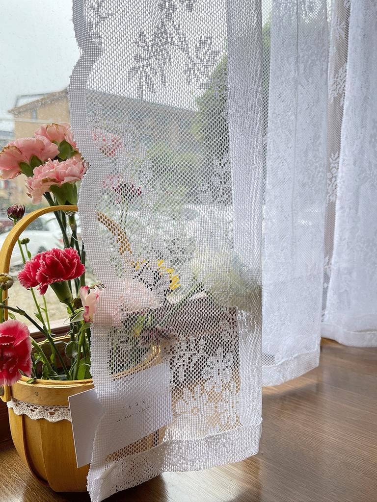 1pc White Flower Embroidery Single Panel Sheer Curtain, Romantic Blackout Curtains for Bedroom and Living Room