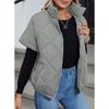 2025 Winter Autumn Women's Casual Padded Jacket with Pockets Zipper Diamond Quilted Warm Outerwear