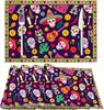 Halloween Placemats Set of 4, 12×18 Inch Skull Flower Linen Fabric Table Mats for Party Kitchen Dining Decoration