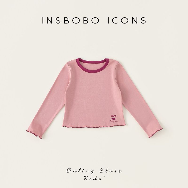 Insbobo Girls  Base Shirt Spring and Autumn New Casual Girls  T-Shirt Children s Top Spring Long-Sleeved Baby Clothes Pink 160