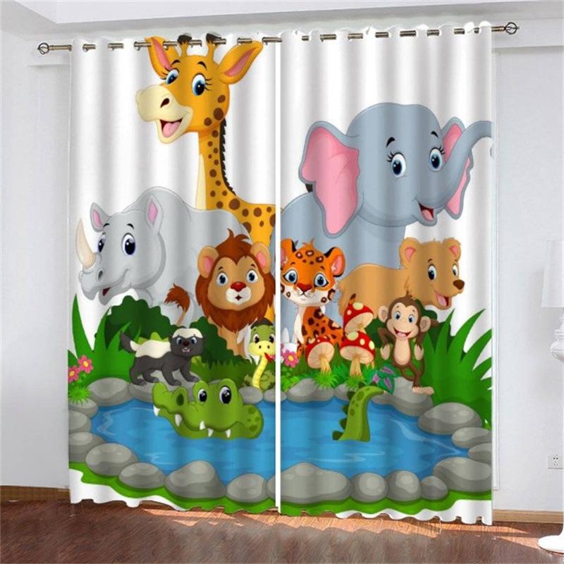 Curtain Forest Zoo Cartoon Children 3D Digital Printing High Density Blackout