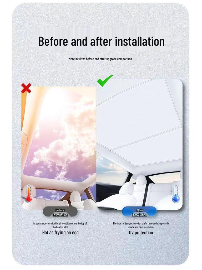 Tesla Model 3/Y Suede Sunroof Sunshade - Heat Insulation & Sun Protection Sky Curtain
