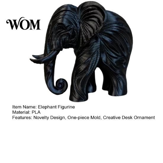 3D Printing Elephant Figurine Printed Figurine, One-Piece Molding, Cute Simulated Unique Artistic Sculpture Model, Desktop Ornament for Home,