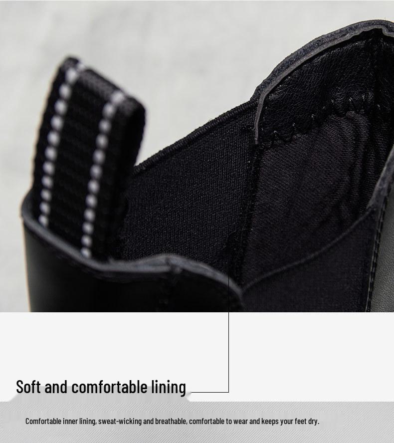 Men's Black British-Style Chelsea Boots: Soft Leather, High Top, Thick Sole, Motorcycle Workwear