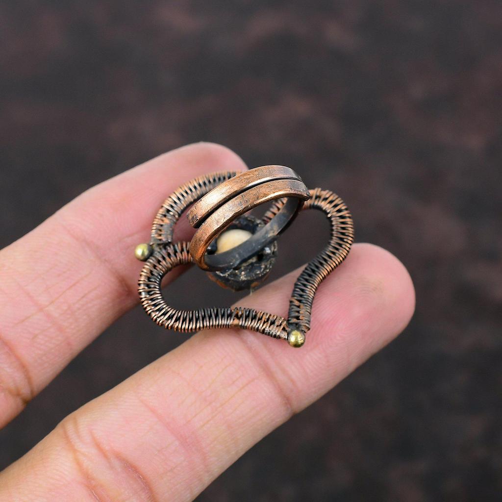 Shivaauge Muschelring Kupferdraht umwickelter Ring Verstellbarer handgefertigter Ring Drahtwickel Schmuck Fantastischer Edelsteinring Kupferschmuck Geschenk für Frauen