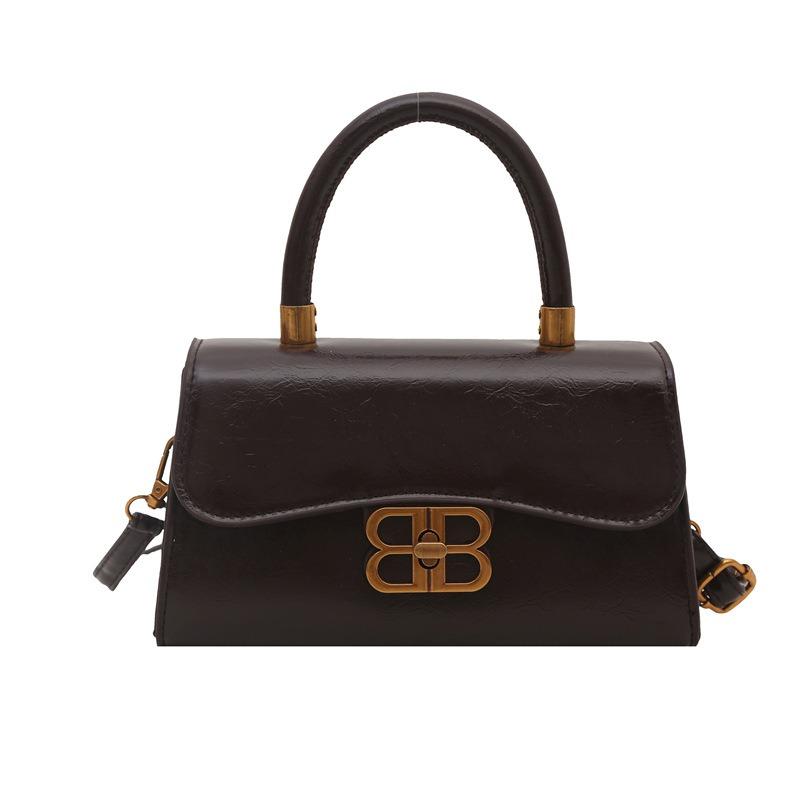Summer new retro solid color fashion hand carry small square bag women's premium messenger bag texture niche shoulder bag
