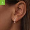 Wind Versatile Modern Ol Fashion Super Flash Ice Tremella Circle Women'S S925 Sterling Silver Gold-Plated Ear Jewelry
