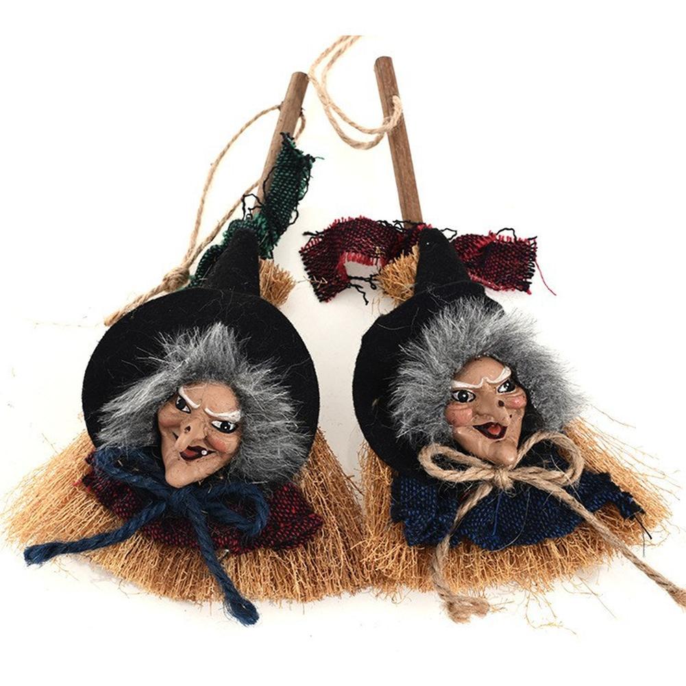 Halloween Broom Witch Decoration Creepy Day Festival Decoration For Bar Haunted House Party Desktop Witch Ornament Home Decor Supplies