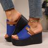 Fashion Wedges High Heel Sandals Slippers for Women Summer New Thick Bottom Beach Slipper Ladies Outside Wear Spelling Colour Slides