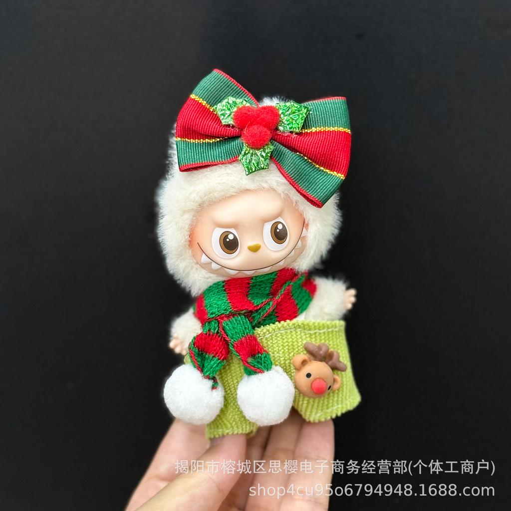 Puppenkleidung für 10,5 cm 4,0 Labubu Universelle Babykleidung Mini-Plüschpuppen-Kleidungszubehör für Weihnachts-Fans Geschenk