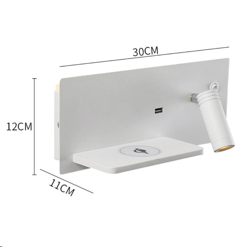 LED Wall Lamp Reading Light Bedroom Phone Wireless Charging USB Charging Rotatable Wall Rotatable Lights Living Room Beside Lamp