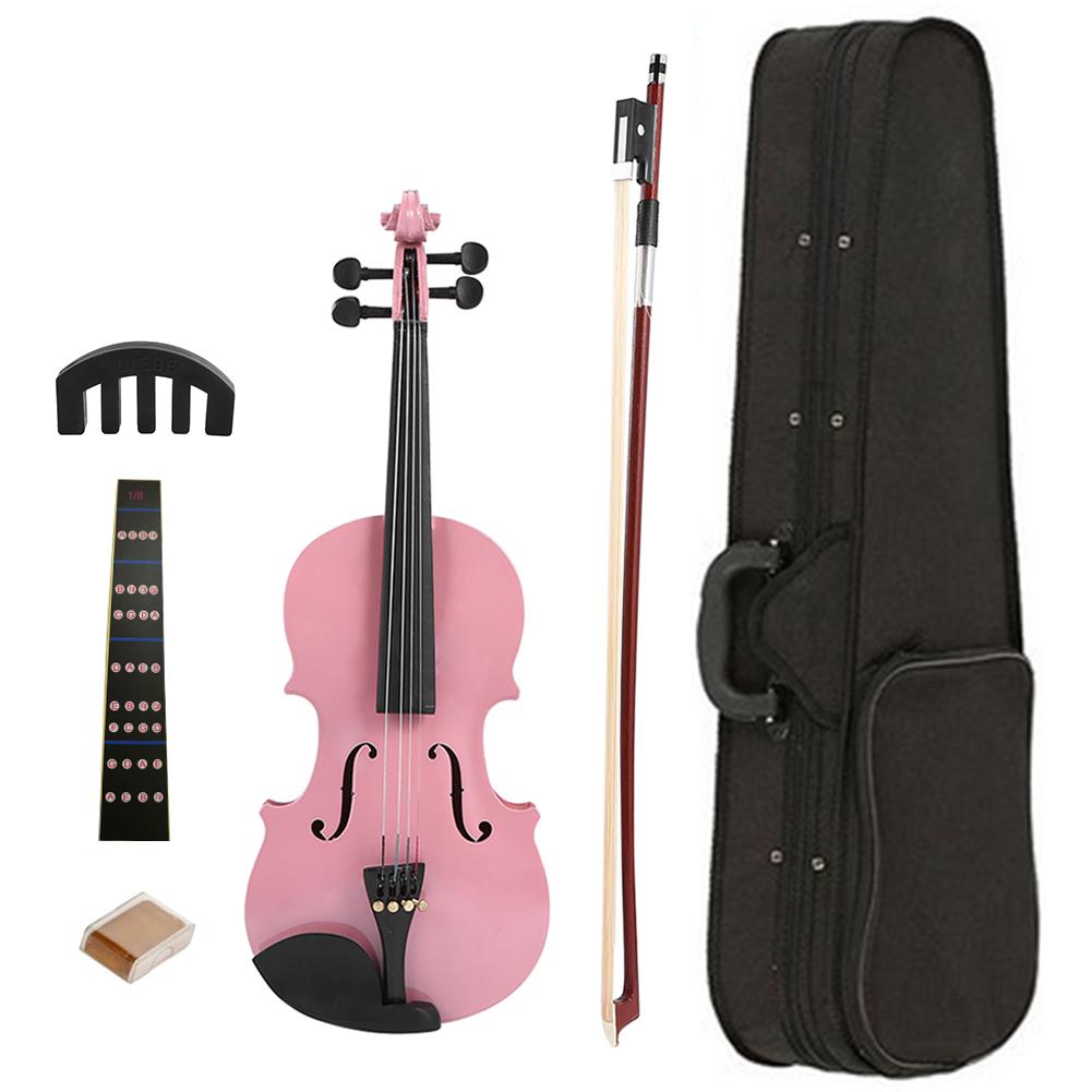 

1/8 Скрипка Акустична Скрипка Fiddle Комплект для Початківців Смичок для Скрипки Глушник Комплект для Практики для Початківця рожевий