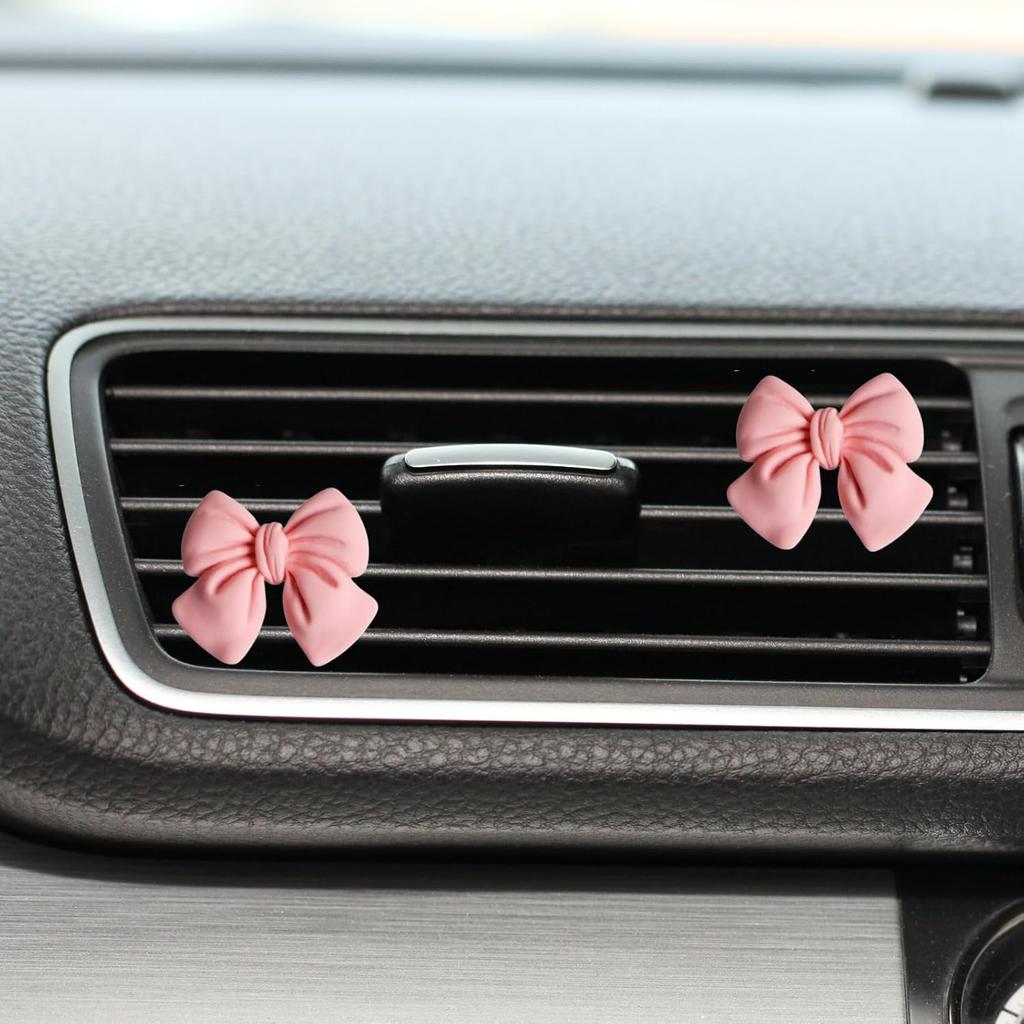 6 Pcs Pink Bow Car Air Vent Clips Coquette Cute Girly Car Decor Accessories Interior Aesthetic Decorations Charm Stuff For Women Girl