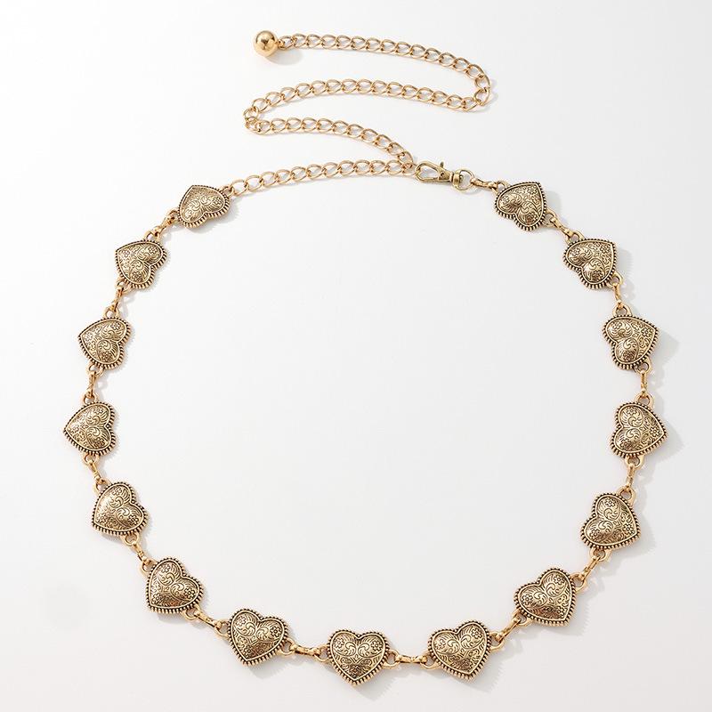 

Новая Любовь Ретро Гравировка Сладкие и Изысканные Женские Брюки Платья с Металлической Цепочкой на Талии Тяжелой Промышленности