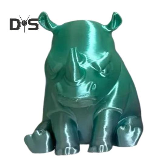 

Украшение в виде сердитого маленького носорога, напечатанное на 3D-принтере, статуэтка носорога, настольная статуэтка носорога для украшения полки стола в домашнем офисе зелёный