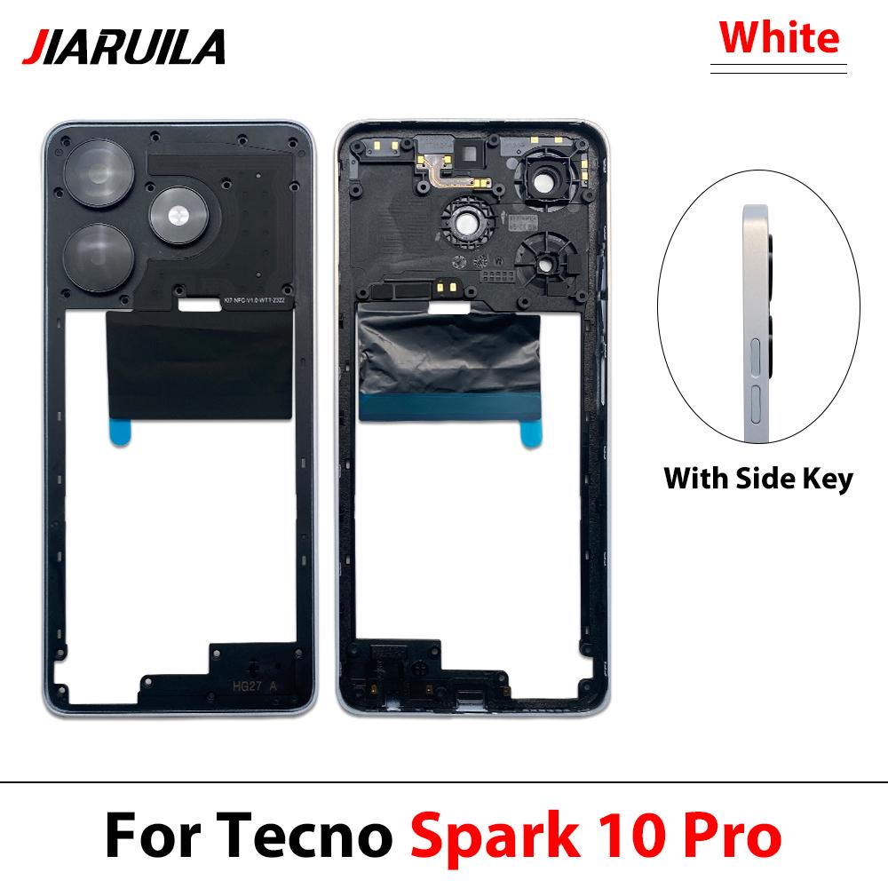 Housing Middle Frame Battery Cover For Tecno Spark 11 Pro Blue White Rear Door Back Case with Camera lens