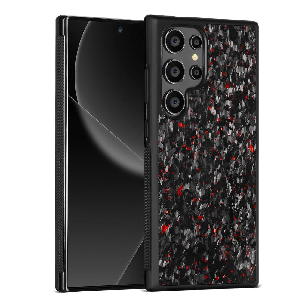 Luxury Carbon Fiber Texture MagSafe Case For Samsung Galaxy S25 S24 S23 S22 Plus Ultra Alloy Lens Shockproof Cover