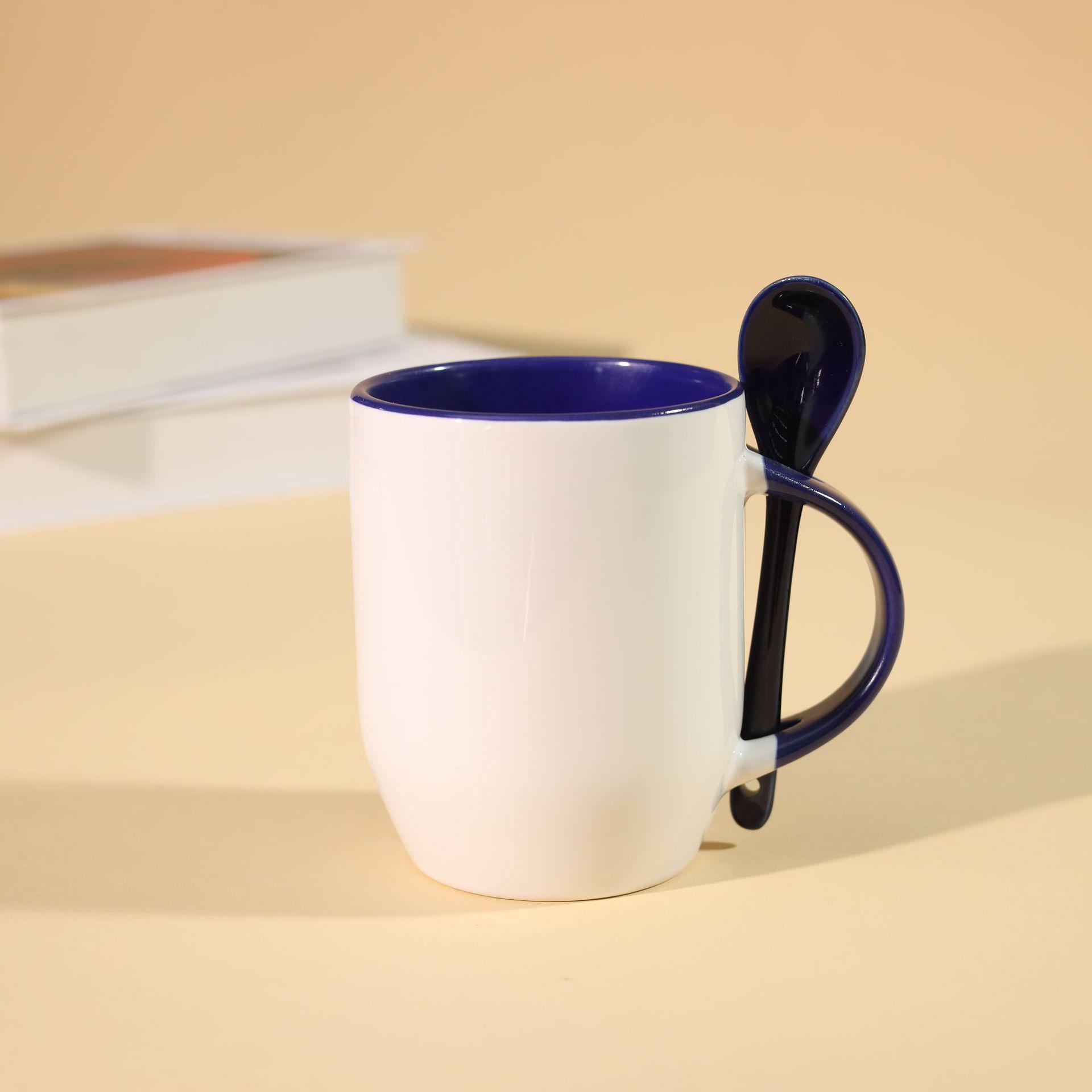 Spoon Ceramic Sublimation Mug - Heat Resistant Custom Logo Gift Cup 301-400ml синий