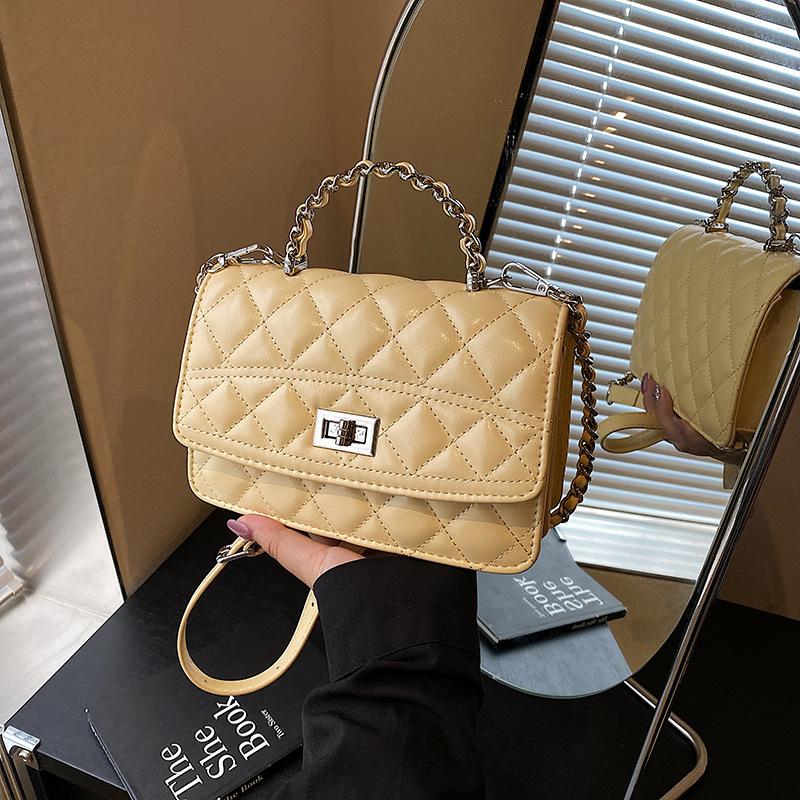 Rhombus chain bag women's new summer niche shoulder messenger bag portable small square bag