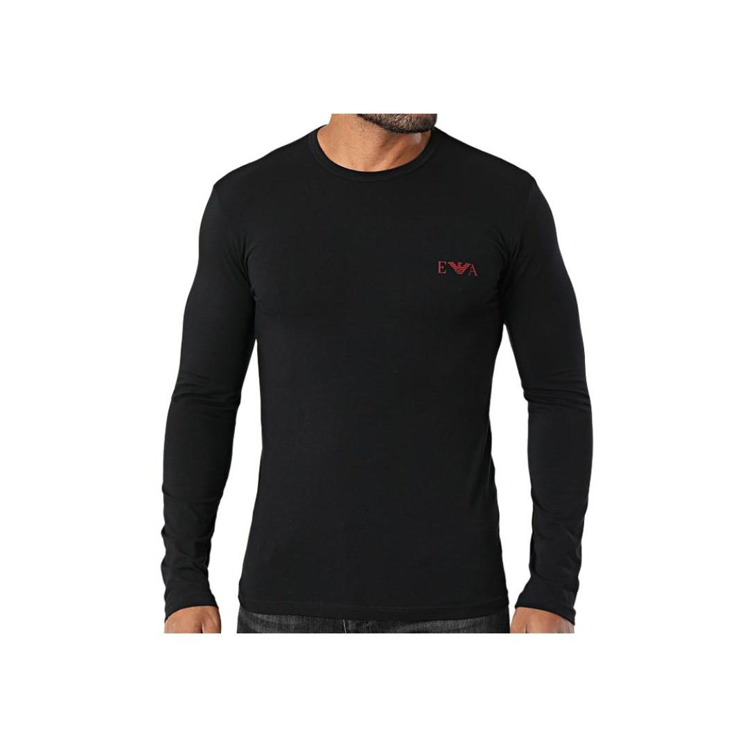 T-shirt à manches longues et col rond avec logo Emporio Armani Homme tops EM000383-AF10778-UC001 M black