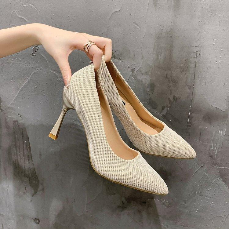 Shallow single shoes femininity high heels stiletto feet pointed glitter fashion single shoes women's shoes