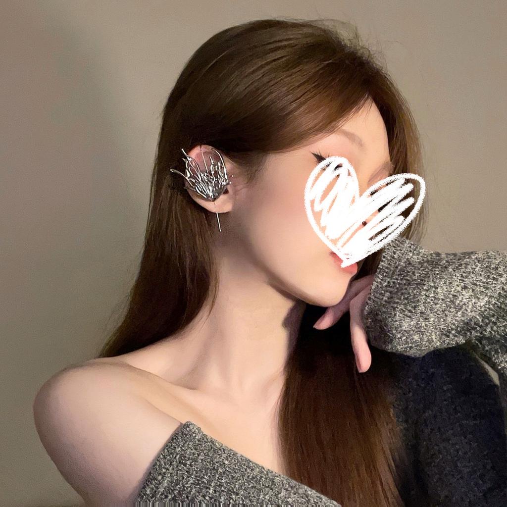 Elf Ears Ears Hanging Women's Ear Bones Clip Sweet Cool Earrings Niche Design High Sense Spice Girl Earrings Cold Wind Earrings Tide