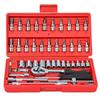 46pcs 1/4 Inch Drive Socket Ratchet Wrench Screwdriver Set with Driver Bit Socket Metric and Extension Rod for Car Repair